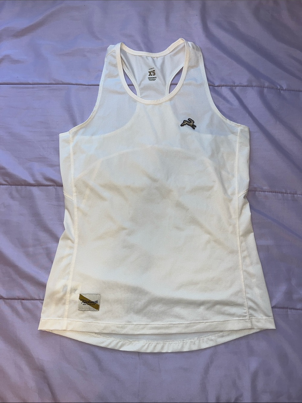 Tracksmith Twilight Tank Cream Mesh Racerback with Gold Logo